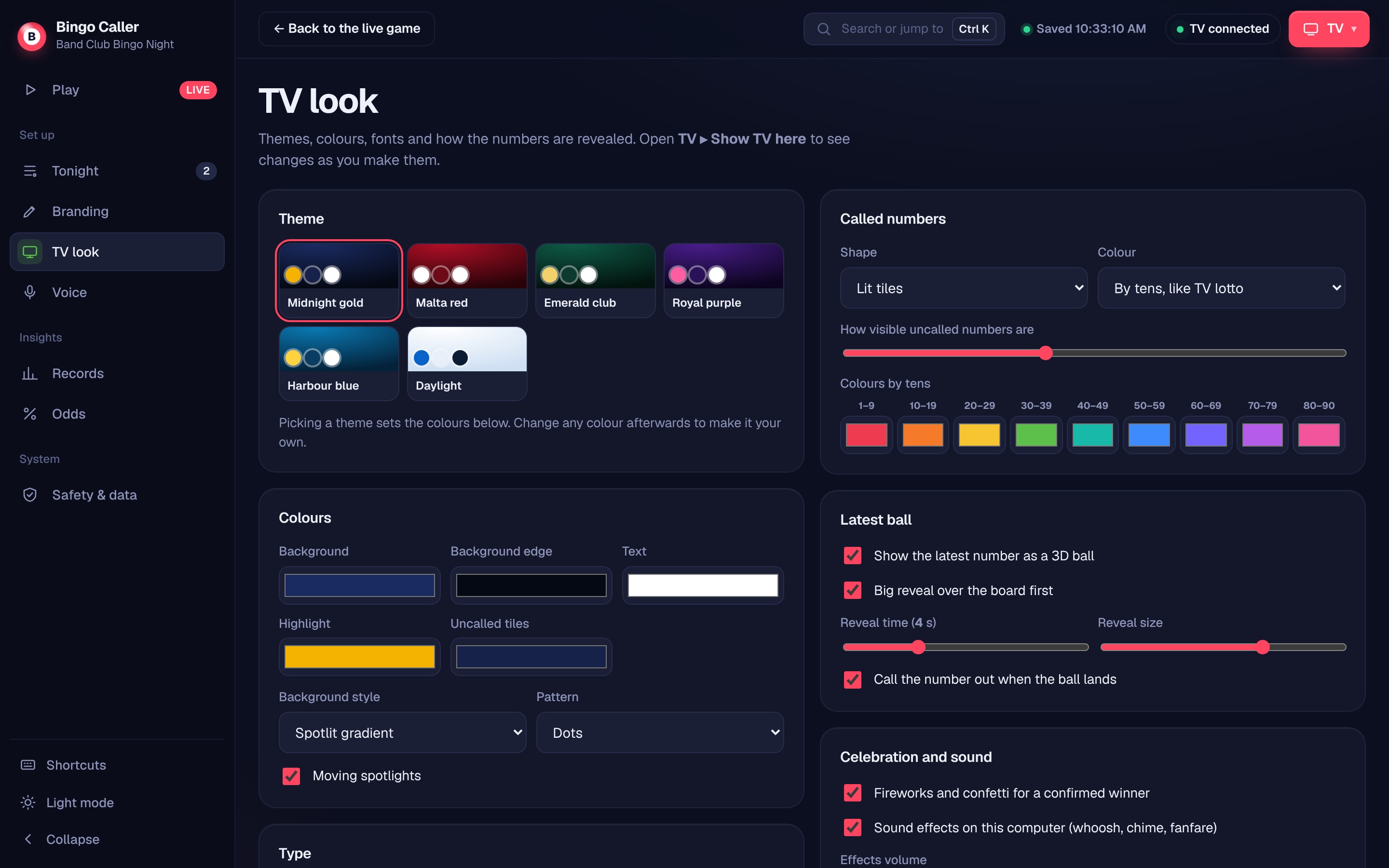 tv look settings