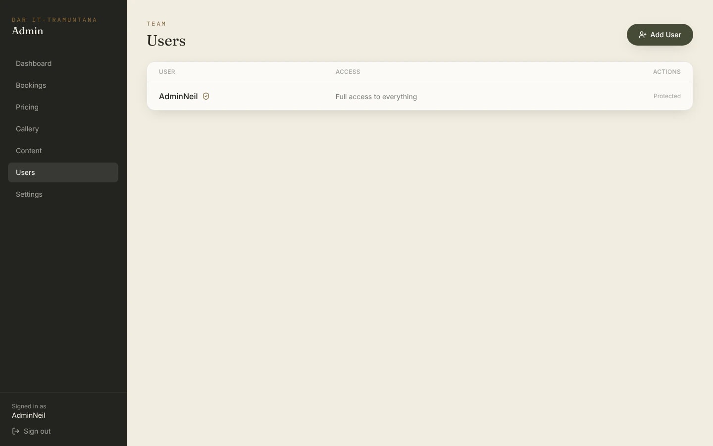 admin users
